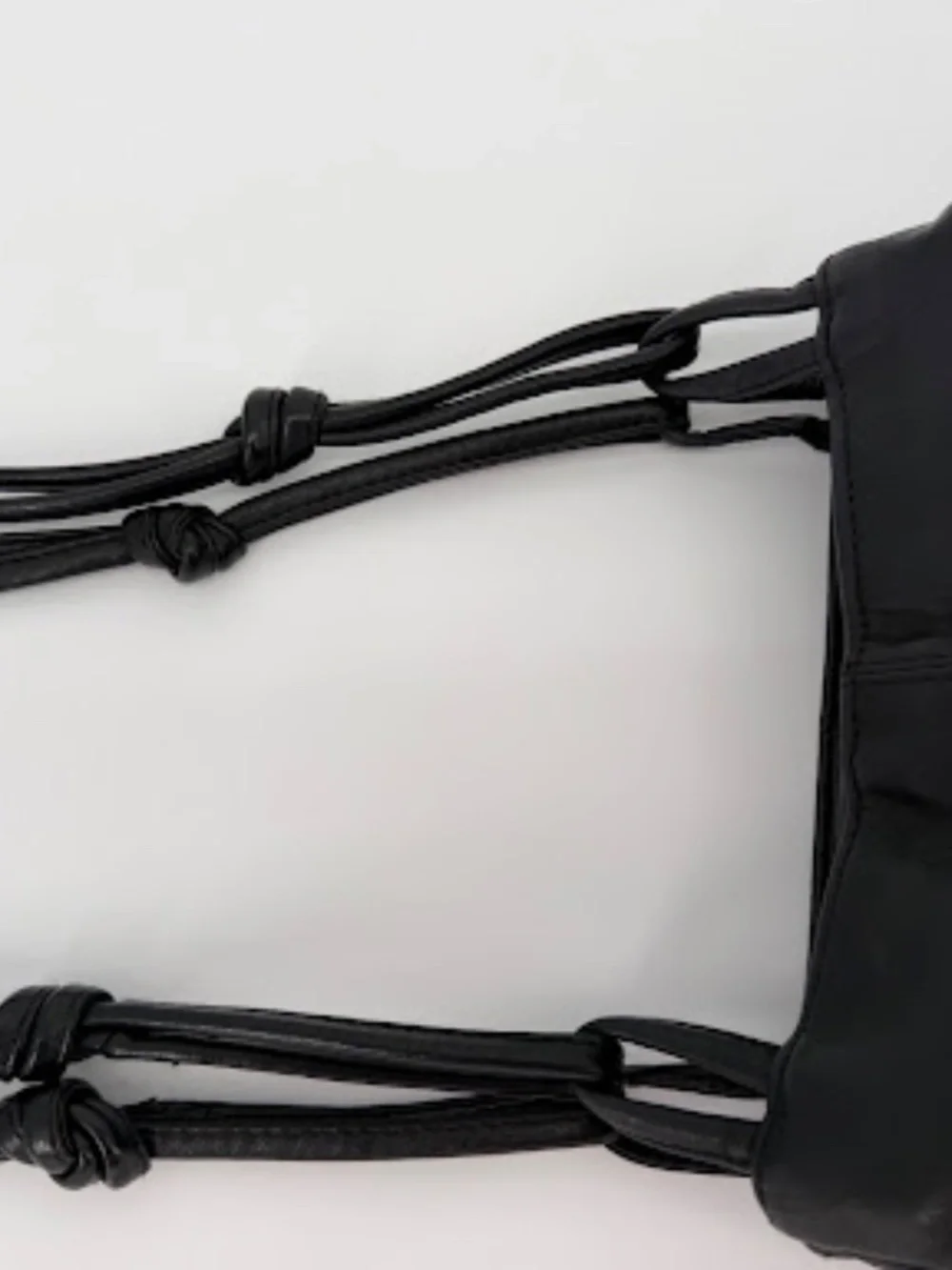 Vintage Saddle River Black Soft Glove Leather Knotted Strap Crossbody Bag